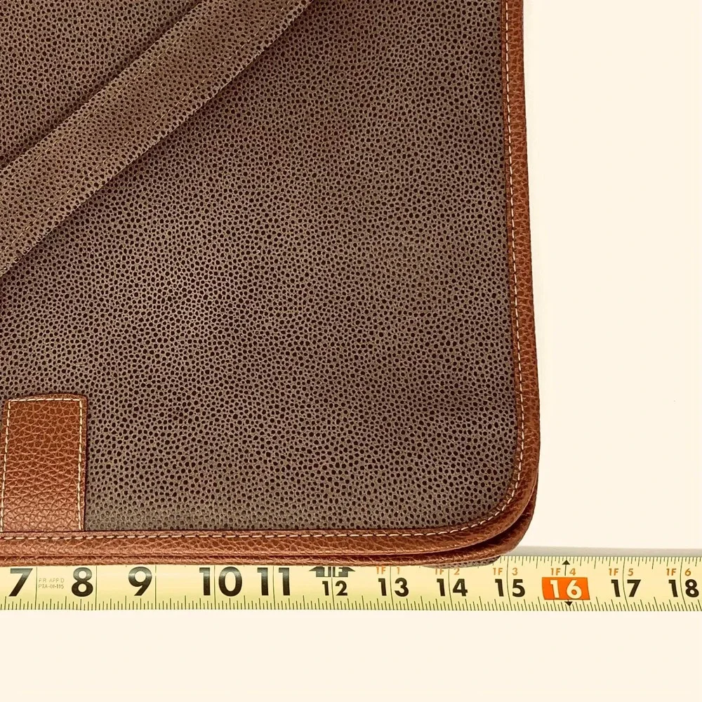 Grey Brown Pebbled Messenger Bag Professional Laptop Satchel Adjustable Strap